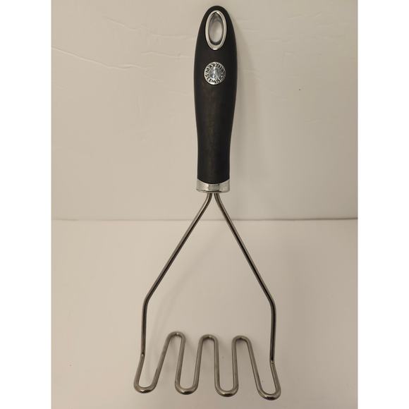 Martha Stewart Potato Masher Stainless Steel Black Silicone Handle Pre-Owned - Picture 1 of 8